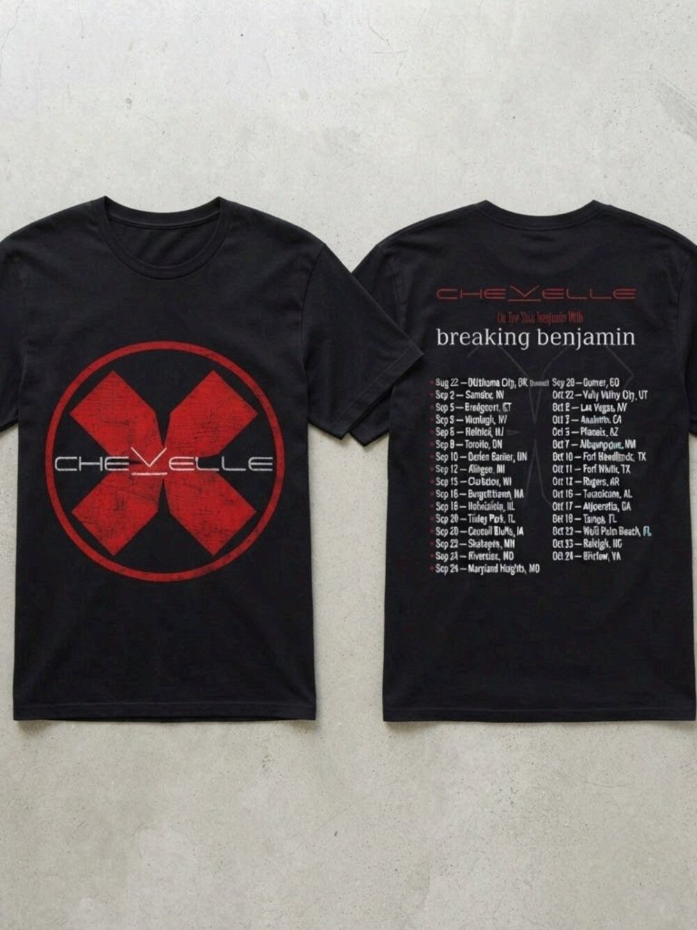 Chevelle With Breaking Benjamin Tour 2026 Black T-Shirt S-4XL
